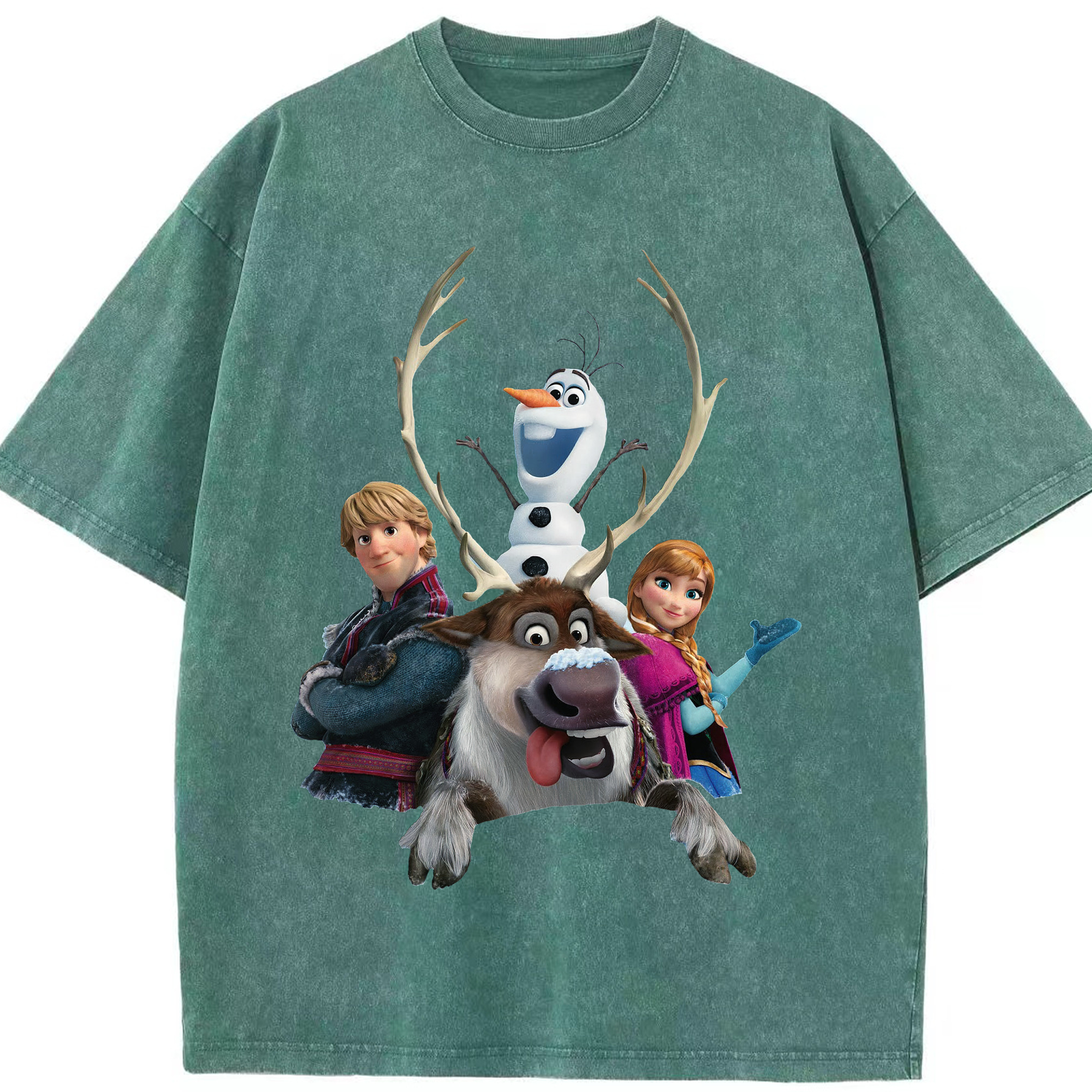 （画像用） アナと雪の女王 アンナ エルサ Frozen Anna Elsa 綿100% ヴィンテージ風 半袖Tシャツ（フロントプリント）